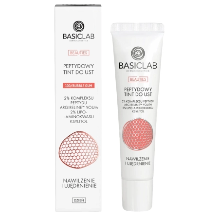 BasicLab – Dermokosmetik Beauties Peptid-Lip Tint, Bubble Gum, Feuchtigkeitsversorgung und Straffung - 15ml 