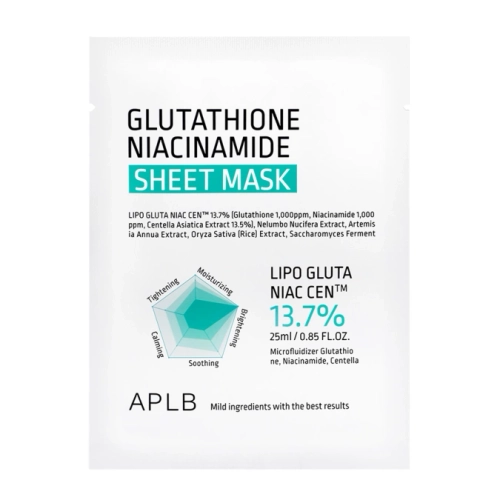 APLB - Glutathione Niacinamide Sheet Mask - Aufhellende Gesichtsmaske - 1 Stück/25ml