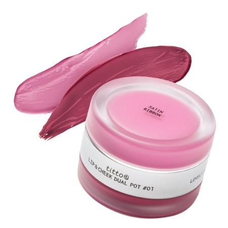 titto - Lip & Cheek Dual Pot - Duo für Lippen und Wangen - #01 Satin Ribbon/Pink on Top - 10g