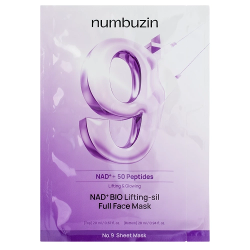 Numbuzin - No.9 NAD Bio Lifting Full Cover Facial Mask - NAD Coenzym Straffende Gesichtsmaske - 26ml