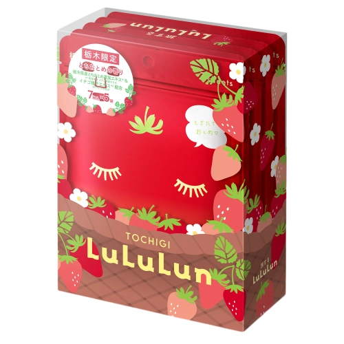 LuLuLun - Premium Sheet Mask Tochigi Strawberry - Set mit feuchtigkeitsspendenden Gesichtsmasken – Erdbeere – 35 Stück