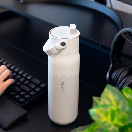 LARQ - Bottle PureVis 2 - Intelligente, selbstreinigende Filterflasche mit UV-C-Licht - Granite White - 1L